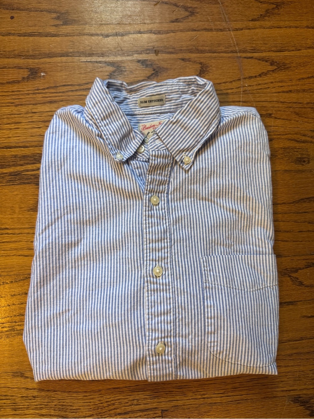 J. Crew Slim Blue and White Broken-In Oxford